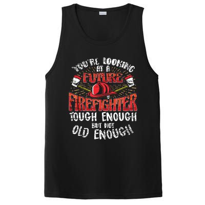 Kids Future Firefighter Kids Boy Men Funny PosiCharge Competitor Tank