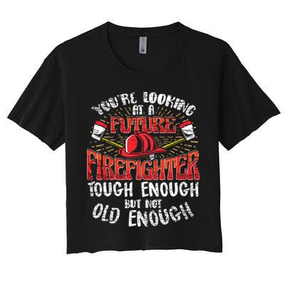 Kids Future Firefighter Kids Boy Men Funny Crop Top