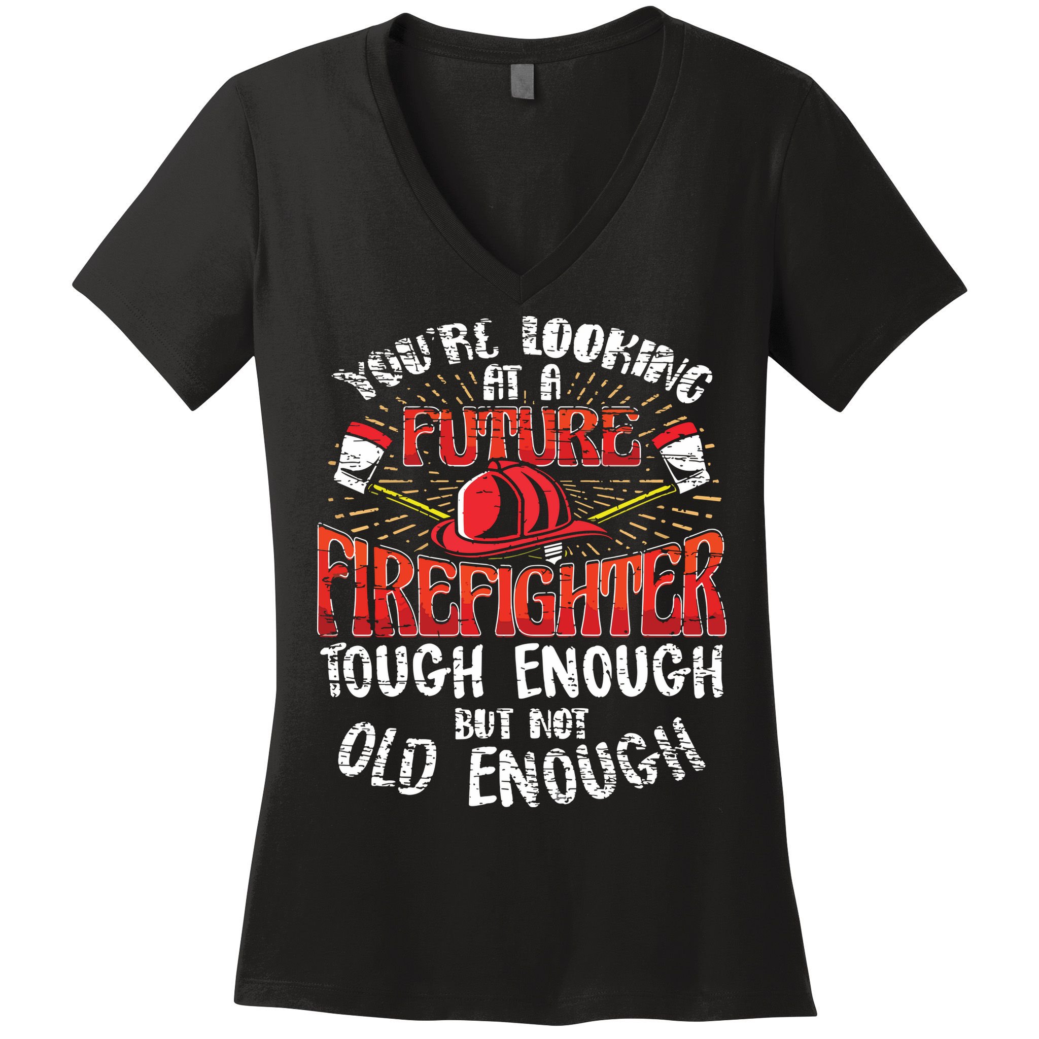 Kids Future Firefighter Kids Boy Men Funny Women's V-Neck T-Shirt