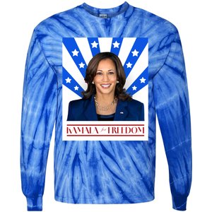 Kamala For Freedom 2024 Madam Vice President Gift Tie-Dye Long Sleeve Shirt