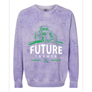 Kids Future Farmer Kids Boy Girl Rural Tractor Farm Tee Colorblast Crewneck Sweatshirt