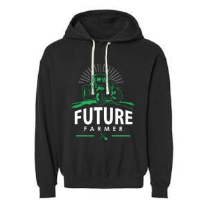 Kids Future Farmer Kids Boy Girl Rural Tractor Farm Tee Garment-Dyed Fleece Hoodie