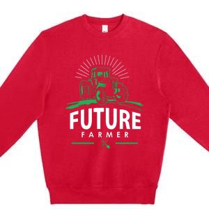 Kids Future Farmer Kids Boy Girl Rural Tractor Farm Tee Premium Crewneck Sweatshirt