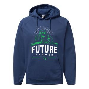 Kids Future Farmer Kids Boy Girl Rural Tractor Farm Tee Performance Fleece Hoodie