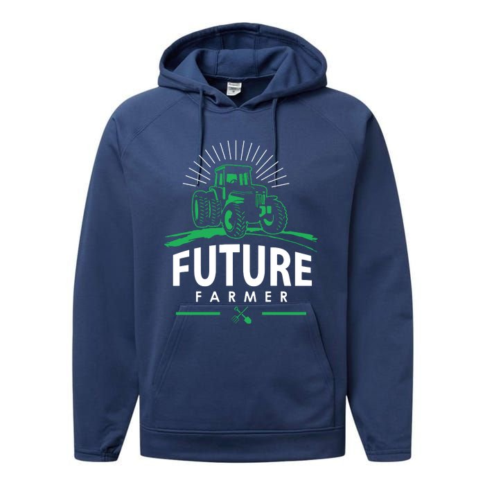 Kids Future Farmer Kids Boy Girl Rural Tractor Farm Tee Performance Fleece Hoodie