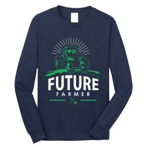 Kids Future Farmer Kids Boy Girl Rural Tractor Farm Tee Long Sleeve Shirt