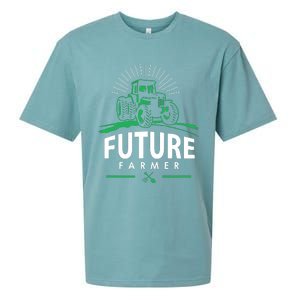 Kids Future Farmer Kids Boy Girl Rural Tractor Farm Tee Sueded Cloud Jersey T-Shirt