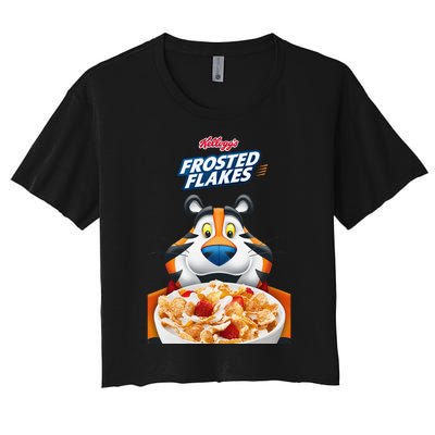 KelloggS Frosties Frosted Flakes Cereal Tony The Tiger Bowl Women's Crop Top Tee