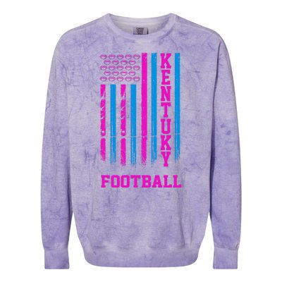 Kentucky Football Fan American Flag Colorblast Crewneck Sweatshirt