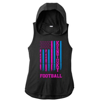 Kentucky Football Fan American Flag Ladies PosiCharge Tri-Blend Wicking Draft Hoodie Tank