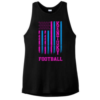 Kentucky Football Fan American Flag Ladies PosiCharge Tri-Blend Wicking Tank