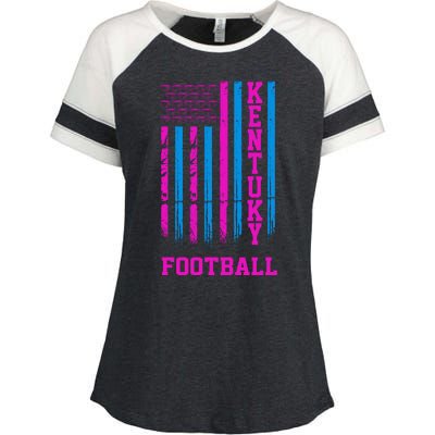 Kentucky Football Fan American Flag Enza Ladies Jersey Colorblock Tee