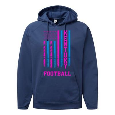 Kentucky Football Fan American Flag Performance Fleece Hoodie