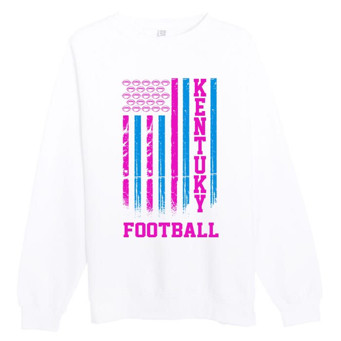 Kentucky Football Fan American Flag Premium Crewneck Sweatshirt