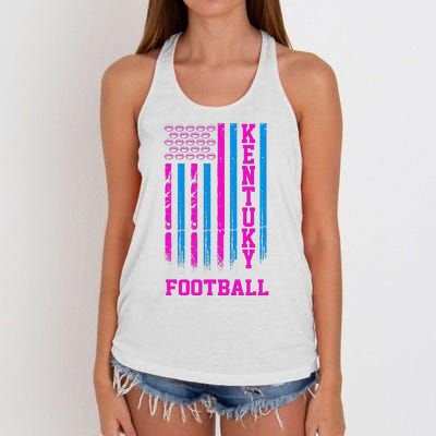 Kentucky Football Fan American Flag Women's Knotted Racerback Tank