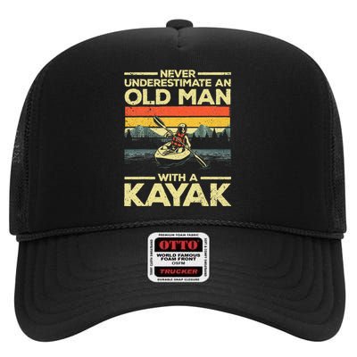 Kayaking For Grandpa Kayaker Kayak Lovers High Crown Mesh Back Trucker Hat