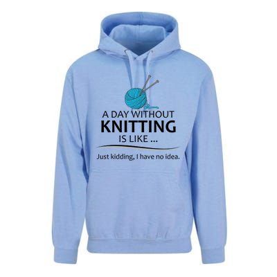 Knitting Funny Gift For Knitter Cool Gift A Day Without Knitting Funny Gift Unisex Surf Hoodie