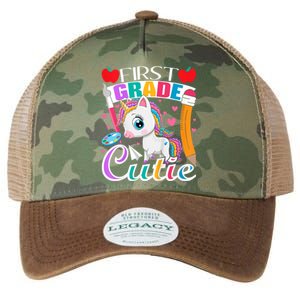 Kids First Grade Cutie First Day Of School Student Unicorn Legacy Tie Dye Trucker Hat