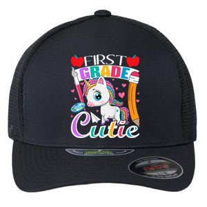 Kids First Grade Cutie First Day Of School Student Unicorn Flexfit Unipanel Trucker Cap