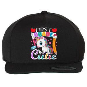 Kids First Grade Cutie First Day Of School Student Unicorn Wool Snapback Cap