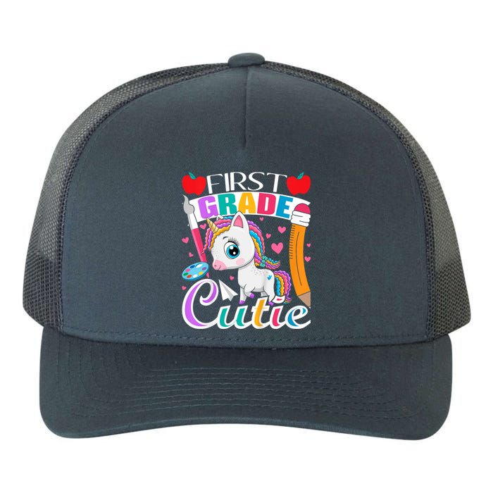 Kids First Grade Cutie First Day Of School Student Unicorn Yupoong Adult 5-Panel Trucker Hat