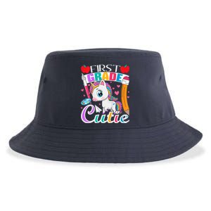 Kids First Grade Cutie First Day Of School Student Unicorn Sustainable Bucket Hat