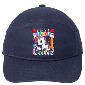 Kids First Grade Cutie First Day Of School Student Unicorn 7-Panel Snapback Hat