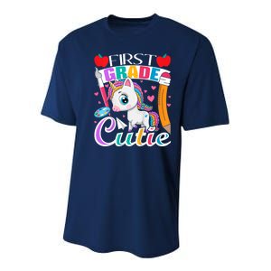 Kids First Grade Cutie First Day Of School Student Unicorn Youth Performance Sprint T-Shirt