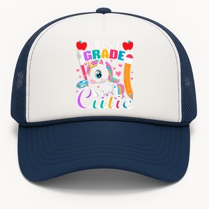 Kids First Grade Cutie First Day Of School Student Unicorn Trucker Hat