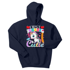 Kids First Grade Cutie First Day Of School Student Unicorn Kids Hoodie