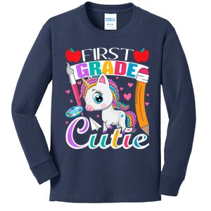 Kids First Grade Cutie First Day Of School Student Unicorn Kids Long Sleeve Shirt