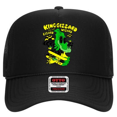 King Funny Gizzard The Lizard Gift Wizard High Crown Mesh Back Trucker Hat