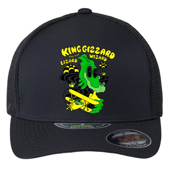 King Funny Gizzard The Lizard Gift Wizard Flexfit Unipanel Trucker Cap