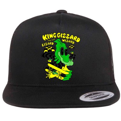 King Funny Gizzard The Lizard Gift Wizard Flat Bill Trucker Hat