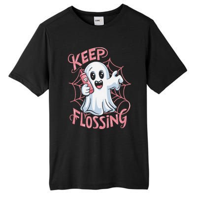 Keep Flossing Ghost Groovy Dental Hygiene Halloween Crew Tall Fusion ChromaSoft Performance T-Shirt