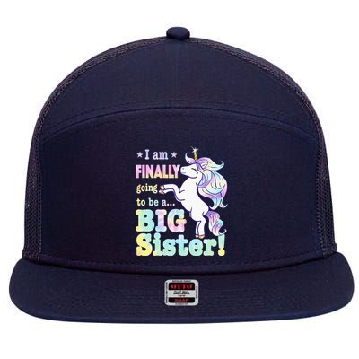 KidsIm Finally Going To Be A Big Sister Unicorn 7 Panel Mesh Trucker Snapback Hat