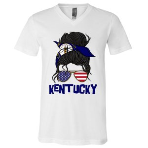 Kentucky For Girl Kentucky Proud State Flag V-Neck T-Shirt