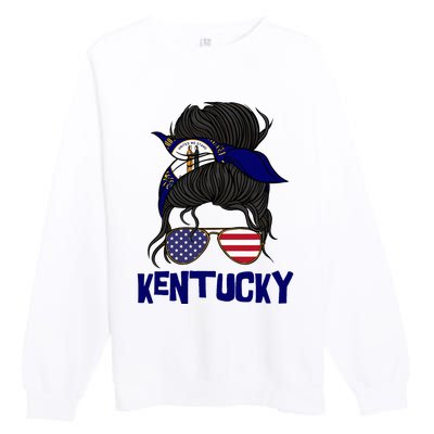 Kentucky For Girl Kentucky Proud State Flag Premium Crewneck Sweatshirt