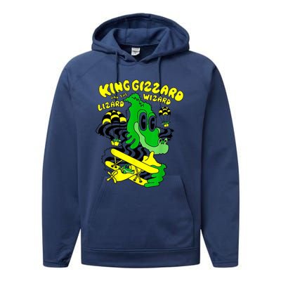 King Funny Gizzard The Lizard Gift Wizard Performance Fleece Hoodie