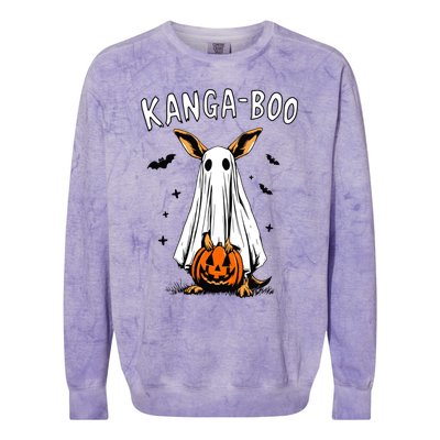 Kangaboo Funny Halloween Kangaroo Ghost Pun Animal Humor Gift Colorblast Crewneck Sweatshirt