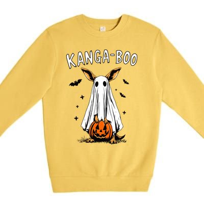 Kangaboo Funny Halloween Kangaroo Ghost Pun Animal Humor Gift Premium Crewneck Sweatshirt