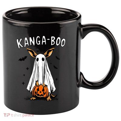 Kangaboo Funny Halloween Kangaroo Ghost Pun Animal Humor Gift 11oz C Handle Ceramic Mug