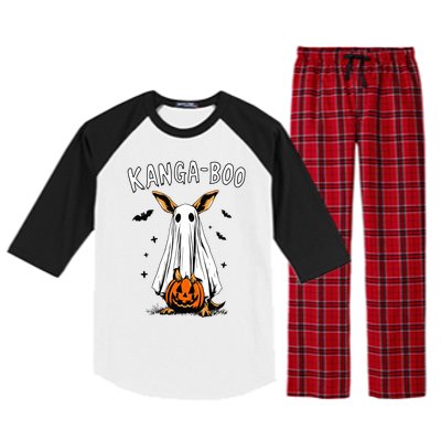 Kangaboo Funny Halloween Kangaroo Ghost Pun Animal Humor Gift Raglan Sleeve Pajama Set