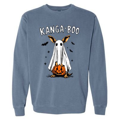 Kangaboo Funny Halloween Kangaroo Ghost Pun Animal Humor Gift Garment-Dyed Sweatshirt