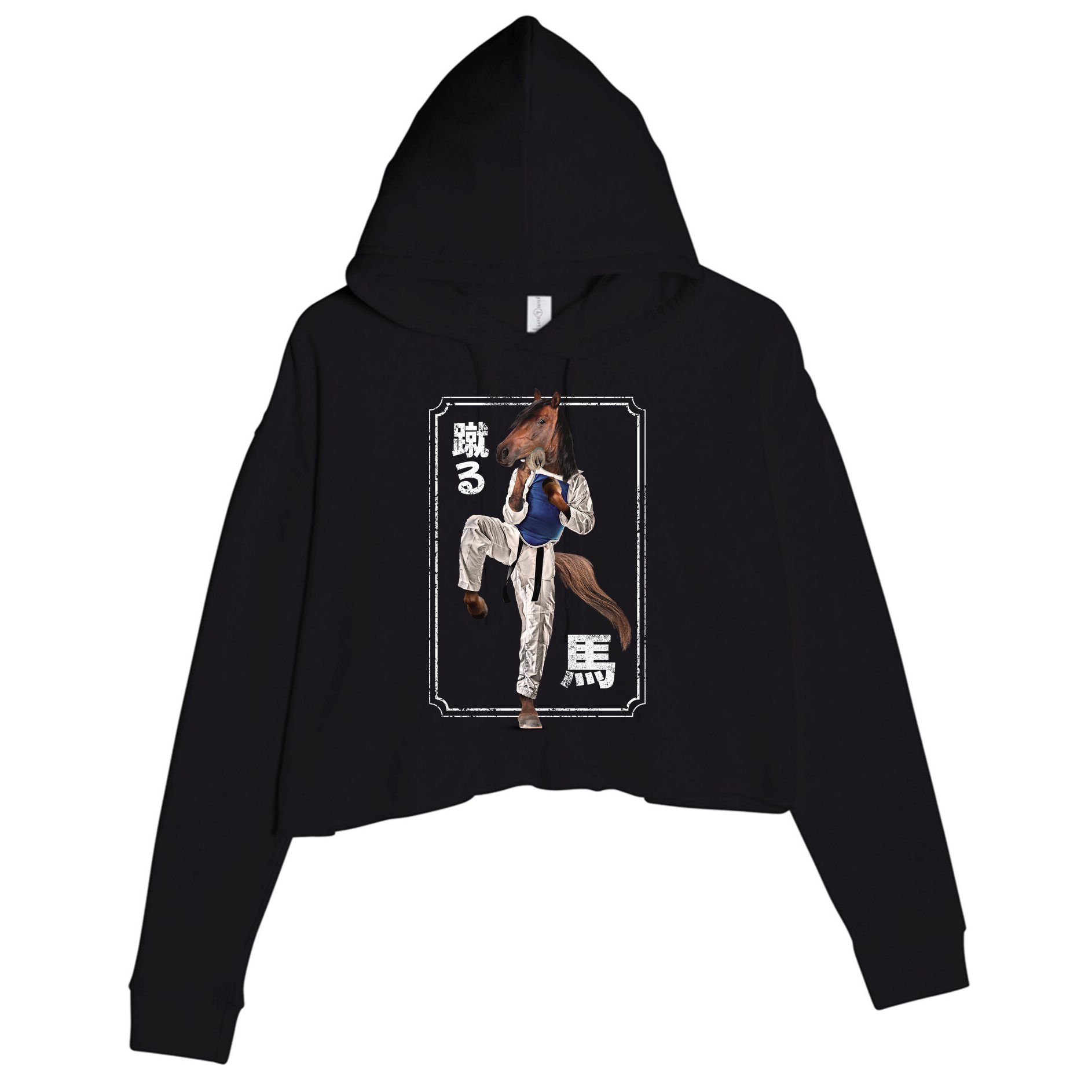 Kung Fu Horse Crop Fleece Hoodie