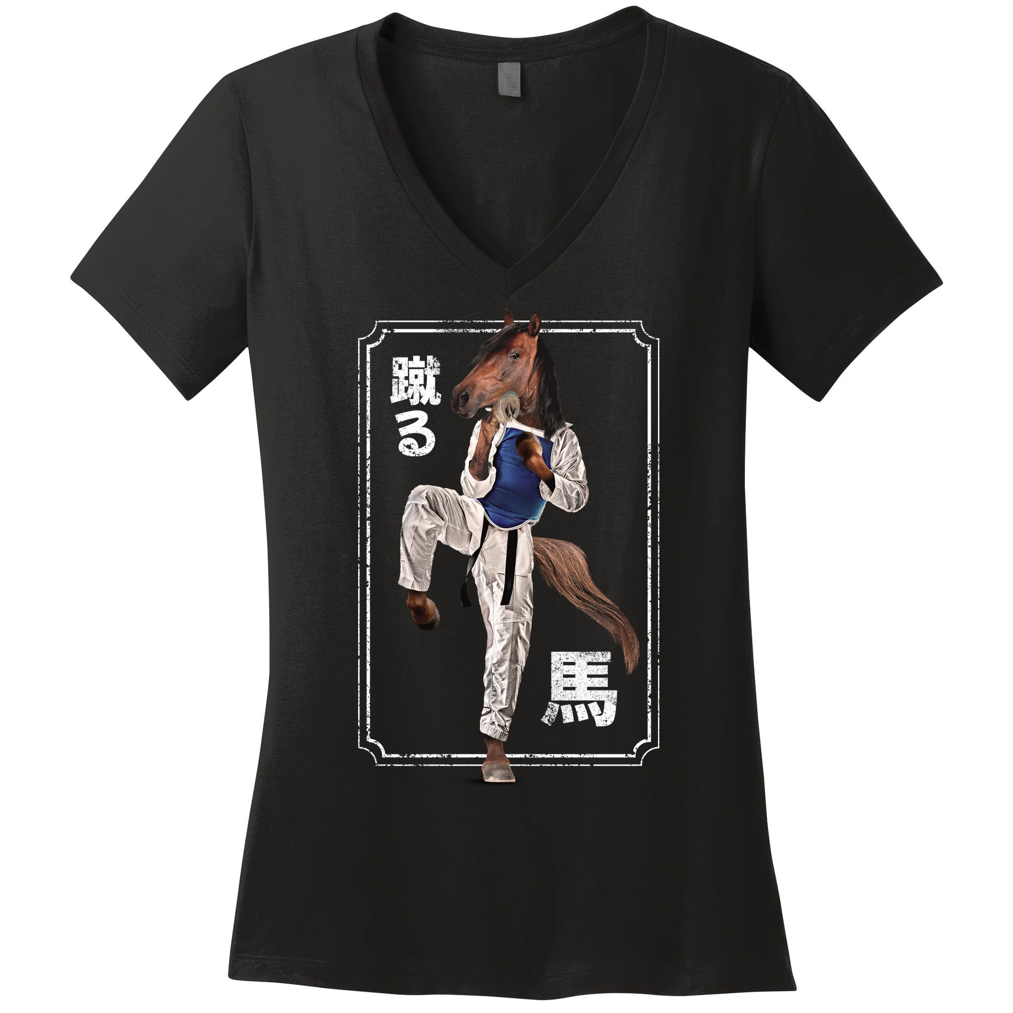 Kung Fu Horse Women's V-Neck T-Shirt