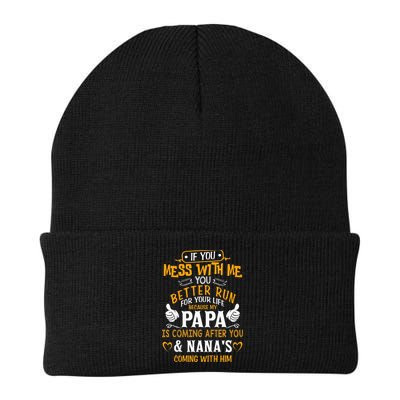 kid Funny If You Mess With Me My Papa And Nana Is Coming, Mother's Day Beanie