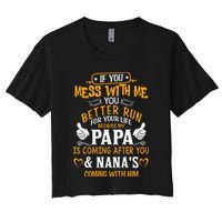 kid Funny If You Mess With Me My Papa And Nana Is Coming, Mother's Day Crop Top