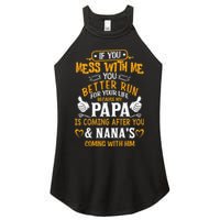 kid Funny If You Mess With Me My Papa And Nana Is Coming, Mother's Day Women's Perfect Tri Rocker Tank