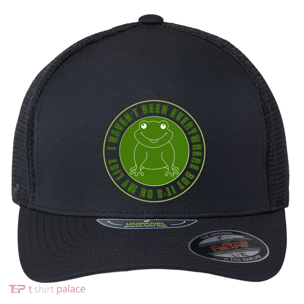 Kawaii Frog I Havent Been Everywhere But Its On My List Gift Flexfit Unipanel Trucker Cap